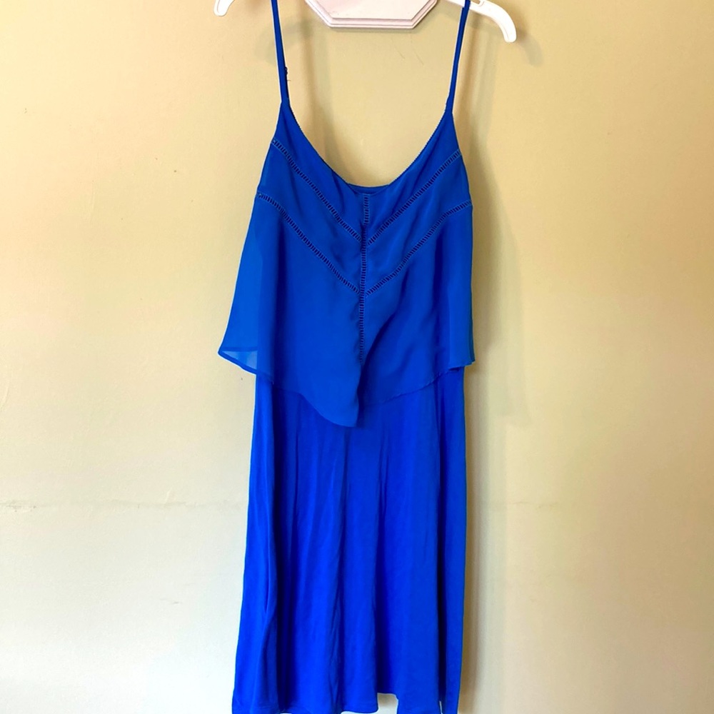 Bright Blue Spaghetti Strap Dress Knee Length